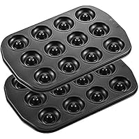 CHEFMADE Mini Donut Baking Pans, Non-Stick 12-Cavity Donut Pan, Carbon Steel Cake Baking Pan - BPA Free Mini Bagel Pan, Oven,
