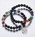 LYLYMIMI Lava Rock Bead Diffuser Bracelet for Men Women Aromatherapy Chakra Tree of Life Charm Yoga Stress Relief Bracelets (2 Pcs Colored)