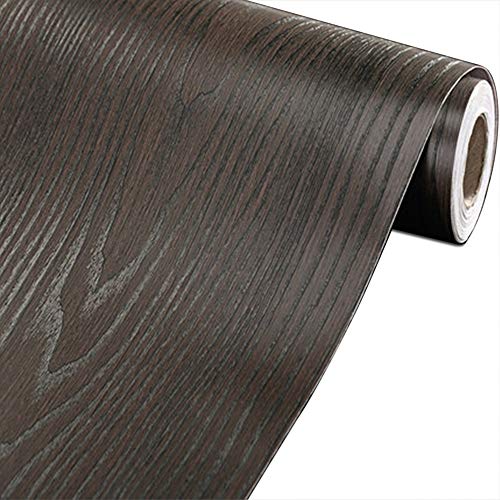 YENHOME Extra Thick Dark Gray Wood Grain Contact Paper Decorative Self Adhesive Wallpaper Stick and Peel Vinyl Contact Paper for Kitchen Cabinets Cover Shelf Liner Large Size 24 x 393 inch