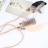 AWAYTR Tribal Style Feather Boho Headband Beads Cute Masquerade Fancy Dress Waistband Headpieces Hippie Hair Accessories