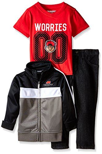 TRUKFIT Little Boys' Toddler 3 Piece Jacket Pants Set, Castle Rock, 4T