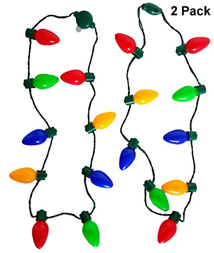 Dondor Light Up Flashing Bulb Necklace, Party Light Up Toy Necklace, By (2 Pack)