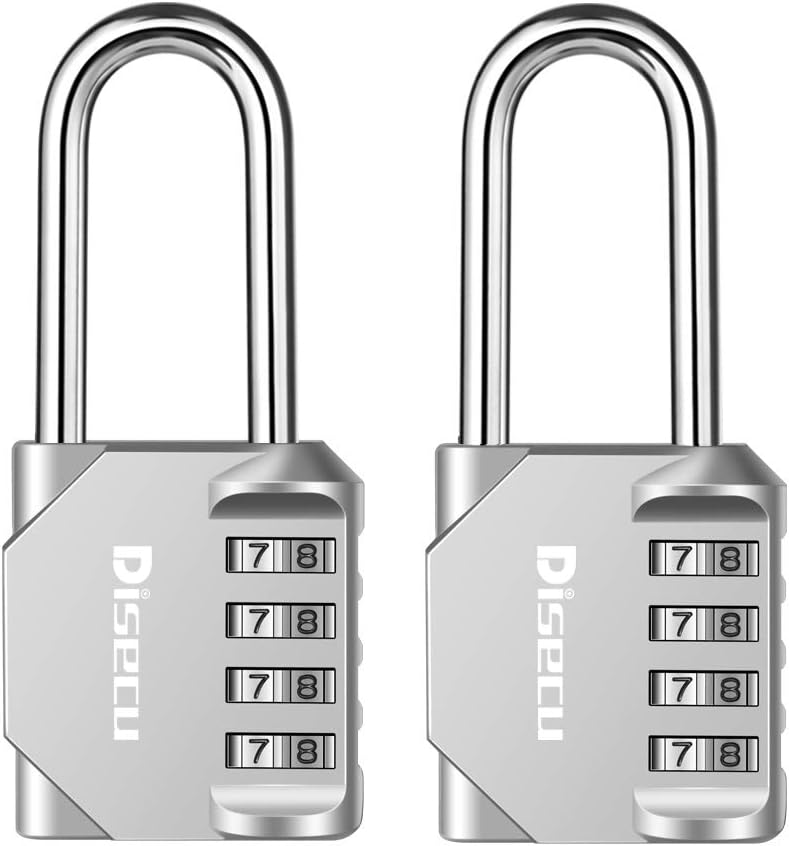 Disecu 4 Digit Combination Lock 2.5 Inch Long Shackle and Outdoor Waterproof Resettable Padlock for Gym Locker, Hasp Cabinet, Gate, Fence, Toolbox (Black, Pack of 2) - - 