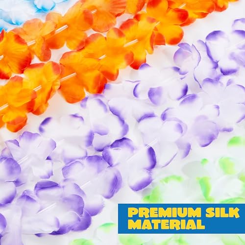 JOYIN Pack of 60 Hawaiian Flower Necklaces, Hawaiian Necklace, Tropical Hawaiian Luau Flowers Lei for Dress, Party Favours, Beach and Themed Birthday (5 Dozen)