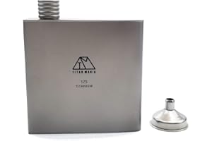 TITAN MANIA Titanium Hip Flask 175ml, With Funnel, Skittle, Ultra Lightweight, Sturdy, Outdoor Gear, Camping Equipment