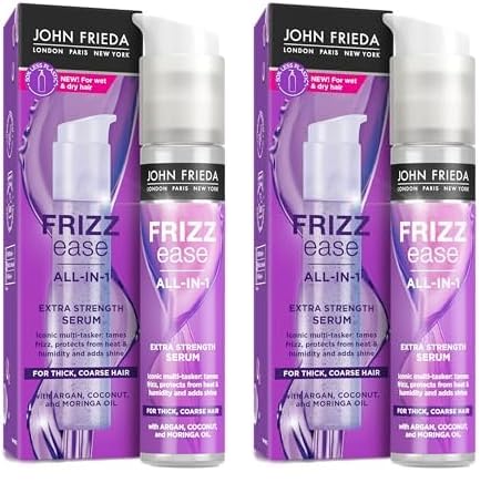 John Frieda Frizz Ease All-in-1 Extra Strength Serum 50ml for Thick Coarse Hair (Pack of 2)