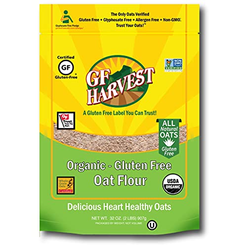 GF Harvest Gluten Free Organic Oat Flour, 32 Ounce Bag, Pack of 2