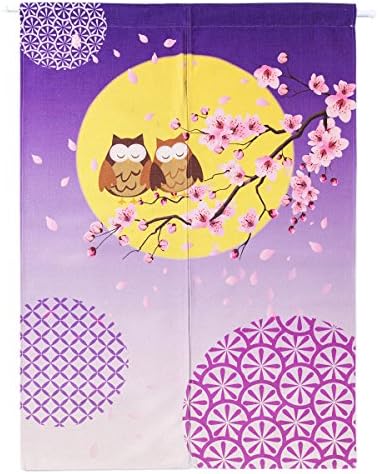 Wise Bird Door Curtain Japanese Noren Curtain Bedroom Doorway Door and Window Treatment Curtains Cotton Linen Curtain 85x120cm/ 33" x 47" inches - D10