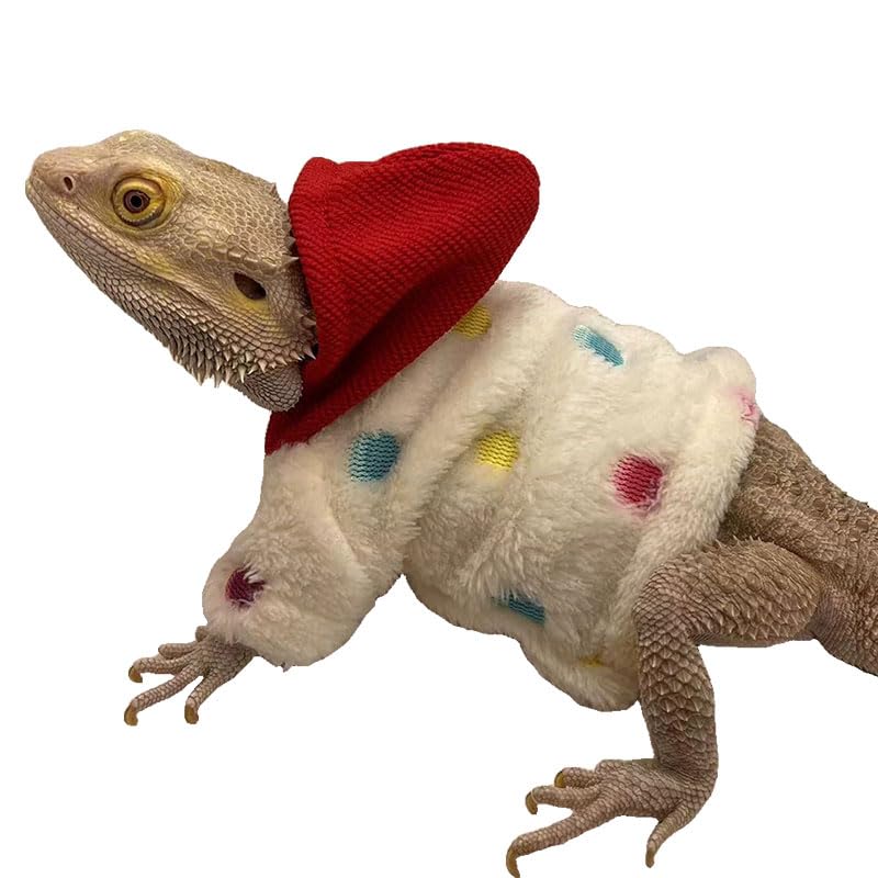 CQJ Lizard Clothes for Bearded Dragons Reptile Apparel Handmade Cotton Material Hoodies Gift for Lizard Small Animal Gecko Chameleon (Dot pattern)
