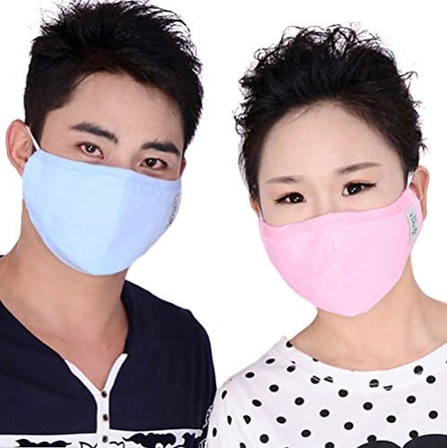 PM 2.5 Washable Pollen Dust Mask Anti-fog Anti Dust Earloop Mouth Mask Activated Carbon Filter Into /Three-Dimensional Cotton Masks (Blue)