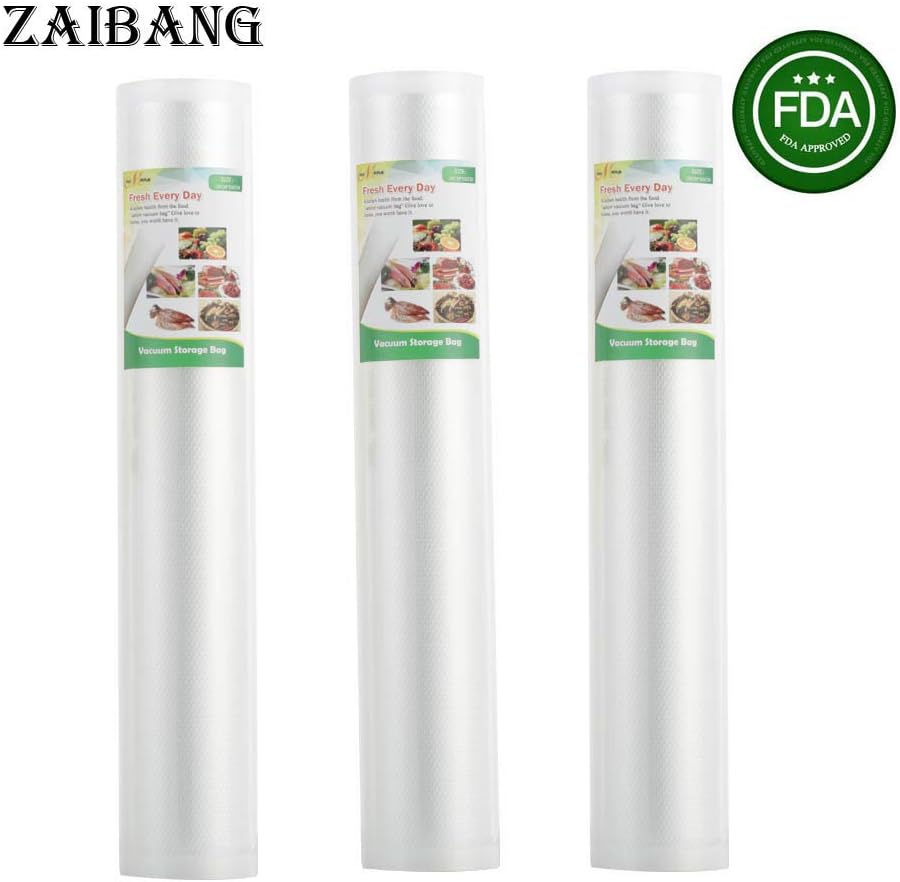Pack of 3 Vacuum Food Sealer Rolls, 25cmx500 cm, 3 Rolls | Many Dimensions Available | for Home/Domestic use | for Vacuum Sealer Equipment Food Storage Bags (25cmx500cm)