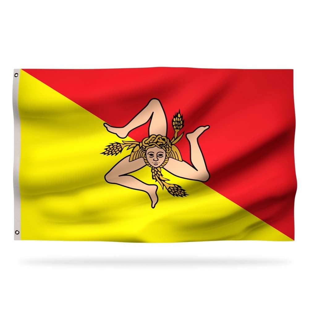 Premium Sicilian Flag 150x90cm - Very Resistant and Excellent Quality Flag of Sicily with 2 metal eyelets - Wear the colors of your island !