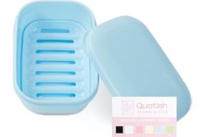 Quatish Leakproof Soap Holder 1 Pack, Travel Soap Container with Lid, Travel Size Toiletries, Portable Bar Soap Holder, Soap Box, Soap Dish for Traveling, Camping, Gym, Bathroom, Blue