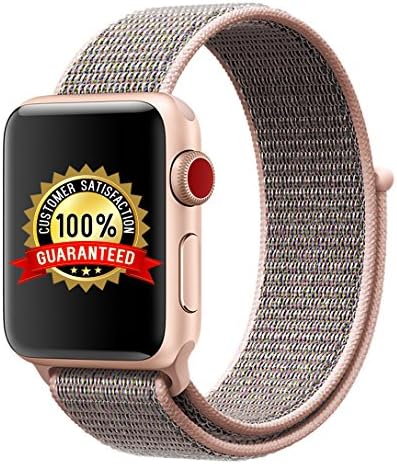 Langte Apple Watch Sport Loop band 42mm with Hook and Loop Fastener Adjustable Closure Wrist Strap Replacement Band for iwatch Apple Watch Series 3 /2 / 1,Pink Sand