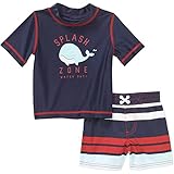 Child of Mine by Carter's Baby Boy 2 Piece Rash Guard Swim Set Navy Blue Whales
