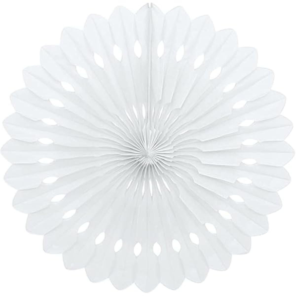 White Solid Tissue Paper Fan (40cm) 1 Piece - Hanging Decoration for Party & Event Decor