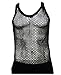 UD Accessories Mens 100% Cotton Fitted Muscle Fishnet String Vest Tank Top Mesh (Medium, Black)