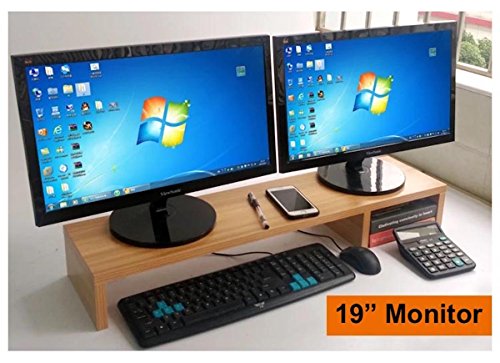 Extra Large 31.5 Inch Computer Monitor Or Laptop Stand. This Is A Long Sturdy Desktop Dual Double Or Multi Monitor Screen Riser (5.9" Tall, Peach Wood) - Thumbnail 5