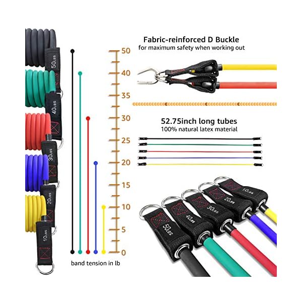 TheFitLife Exercise Resistance Bands with Handles - 5 Fitness Workout Bands Stackable up to 110/150/200/250 lbs…