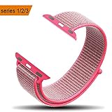 amBand Compatible for Apple Watch Sport Loop Band 38mm, Lightweight Breathable Nylon Replacement Band Compatible for Apple Watch Series 1, Series 2, Series 3, Sport, Edition-Hot Pink