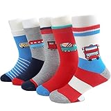 SUNBVE 5 Pack Boys Car Series Seamless Cotton Socks (1-3Years)