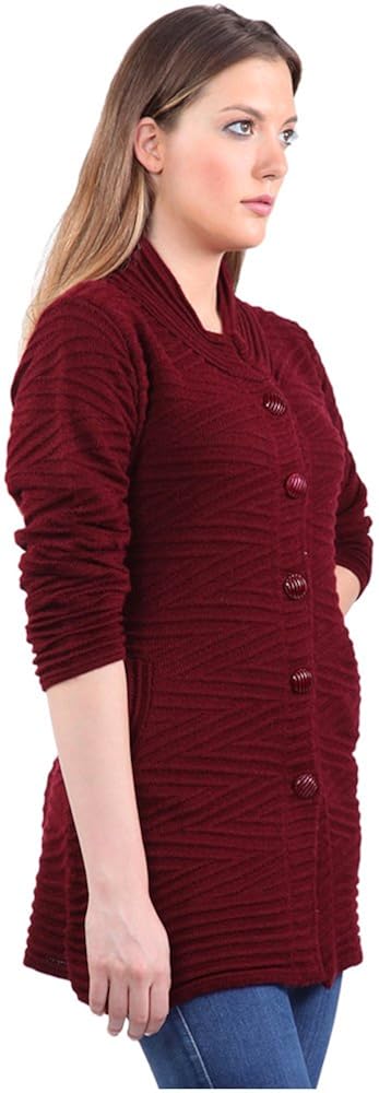 montrex acro wool winter long coat for women, girls (maroon)