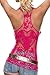 Sidefeel Women Crochet Lace Back Tank Top Clubwear Large Rosy