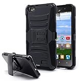 Huawei Raven LTE Case, Huawei Raven LTE Holster Case, Nagebee - Huawei Raven LTE H892L Heavy Duty Hybrid Armor Dual Layer Rhino Kickstand Belt Clip Holster Combo Rugged Case for Huawei Raven LTE H892L (Holster Black)