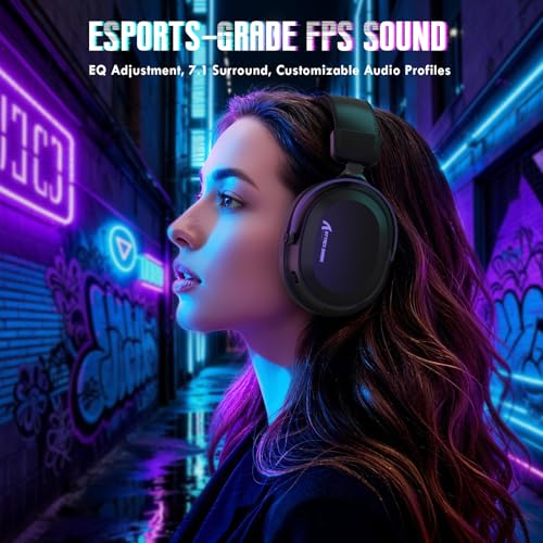 ATTACK SHARK L30PRO Wireless Gaming Headset, 7.1 Surround Sound, EQ Modes, 50mm Drivers, Tri-Mode Connectivity, 1100mAh Battery, Over-Ear Headset with Detachable Noise-Cancelling Mic for PC -Black