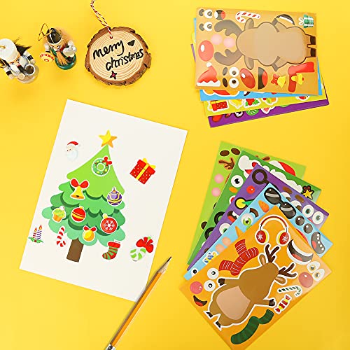 LOVESTOWN 40 PCS Kids Christmas Activities Stickers, Christmas Party Games Stickers Make Your Own Christmas Stickers Christmas Games Supplies for Window Decor