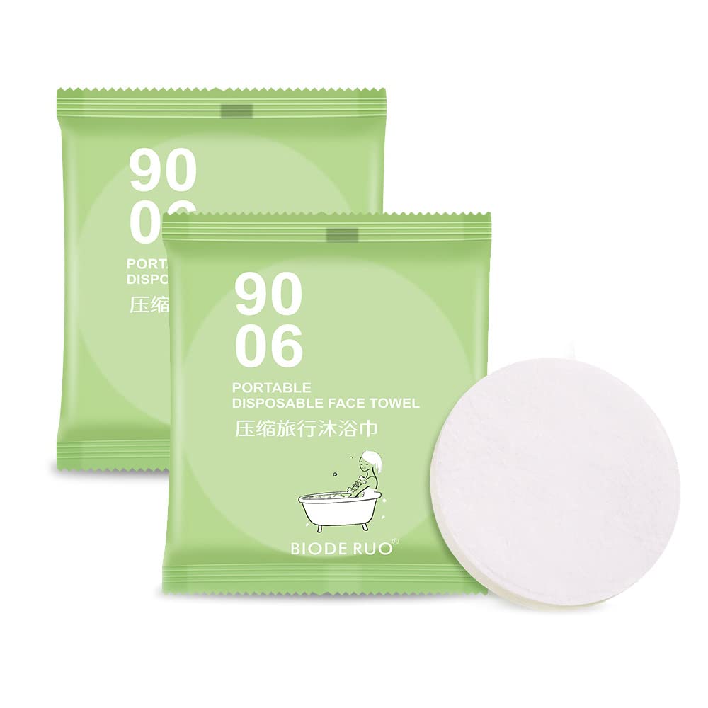 SADENWEAR 2 Pcs Portable Mini Compressed Towel Travel Disposable Towels Tablets Compressed Towels Tablets Soft Compressed Face Wipes for Home Travel Camping Hiking