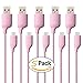 5Pack 3FT Pink Micro USB Cable High Speed USB 2.0 Male A to Micro B Data Sync and Charger for Sumsung HTC Motorola, Wiko, Huawei, Nokia, Android