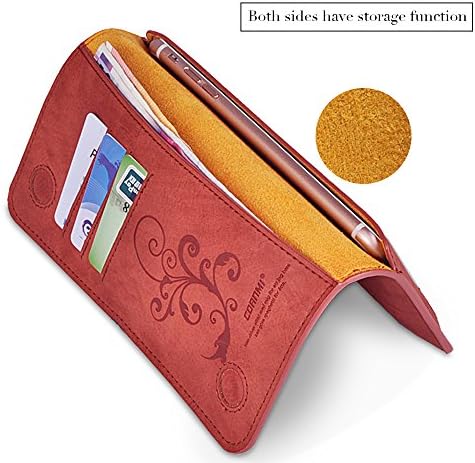 Faetin Universal Vintage Leather Flip Wallet Pouch For iPhone 8 7 Plus For Samsung S7 5.5 Inch Cell Phone Case (Wine red)