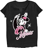Disney Classic Minnie Mouse Girls Pajama T Shirt Top - Black Pink