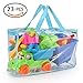 KKONES   Kids Beach Sand Toy Models Set (23PCS)Building Kits Reusable Zippered Bag Bucket Sand Wheel Mini Watering Can Mini Sailing Boat Toy Car Sand Sifter Castle Molds Animal Molds Operating Tool
