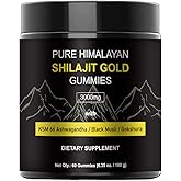 Pure Himalayan Gummies Gold 3000mg - for Energy & Immune System | Ashwagandha & Gokshura | 85+ Trace Minerals, Fulvic Acid, 1