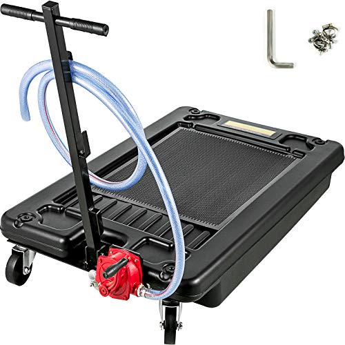 VEVOR Portable Oil Drain Pan with Pump 64L Oil Drain Pan 17 Gallon Low Profile Oil Drain Pan with 8 Hose for SUV Car and Trucks