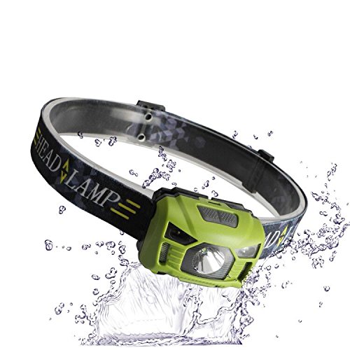 Three trees Sensor Brightest LED -With Red Light Rechargeable Headlamp Flashlight for Kids Men and Women ,Waterproof Perfect for Running, Walking ,Reading,Camping Adjustable in 200 Lumens (green)