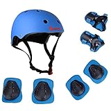Lanova Kids Adjustable Helmet Sports Protective Gear Set Knee Elbow Wrist Pads for Roller Bicycle Bike Skateboard and Other Extreme Sports Activities
