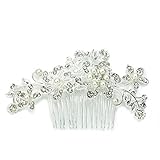 TINKSKY Bridal Hair Pieces Tiara Hair Pins Women's Crystal Rhinestones Pearls Decor Flower Style Hair Comb Clip
