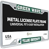 Desert Cactus Tulane University Green Wave Car Accessories Metal License Plate Frame and Tag Holder for Front or Rear of Car (Mascot)