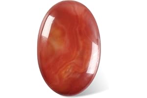 CASMON Red Carnelian Agate Oval Palm Stones, Pocket Worry Stone for Anxiety Stress Relief Therapy, Natural Polished Energy Stone Healing Crystal (1PC)