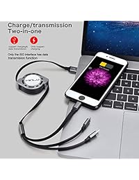 Minlu - Paquete de 2 cables de carga rápida retráctiles de 3,0 A, cable de carga múltiple de 3.9 ft, 3 en 1, cable de carga USB con teléfono tipo C Micro USB para teléfono Hawei Samsung Galaxy Pixel Sony LG HTC