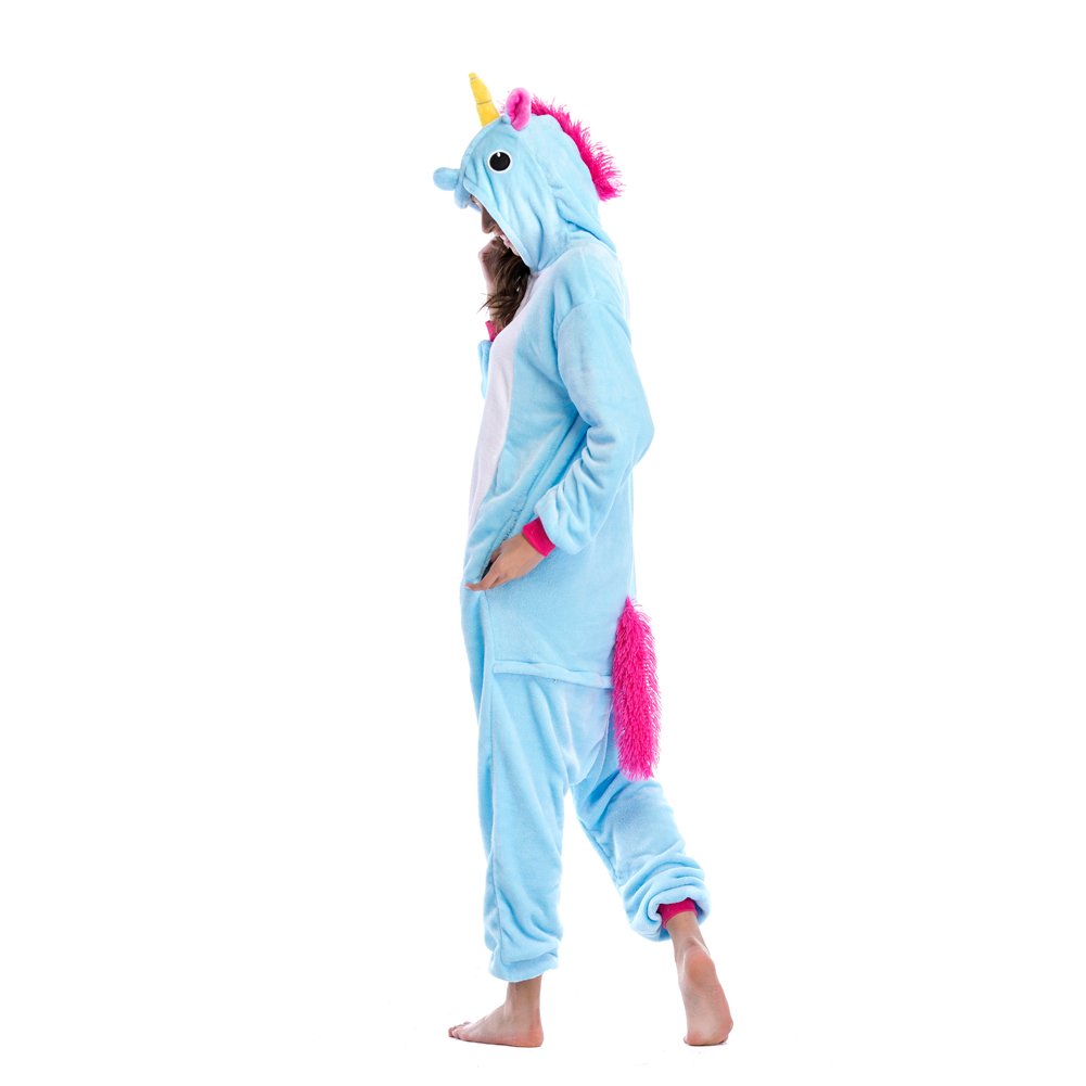 Niulun Adult Animal Pajamas, Unisex Unicorn Animal Costume Cosplay Loungewear Sleepwear Outfit For Men Women Teens-Blue (XL)