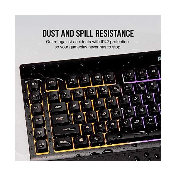 Corsair K55 RGB Membrane Gaming Keyboard (6 Programmable Macro Keys, 3-Zone RGB Backlighting, Multimedia Controls, UK…