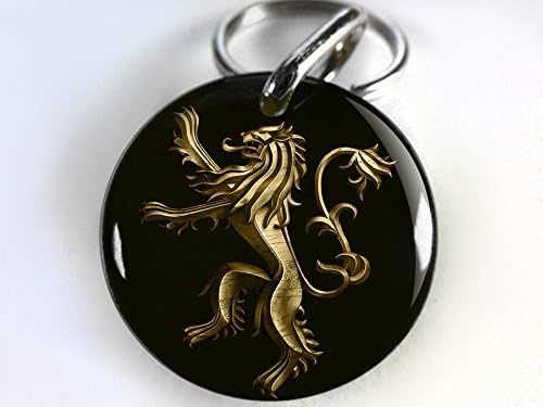 Custom pet ID Tag dog cat pet tag Game of Thrones Black Gold Lannister Lion DBL (Medium 1.25”)