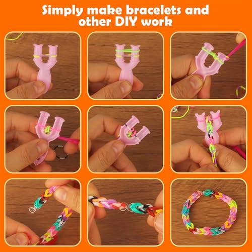 YeeQo 4100+ Colorful Bracelet Bands Set, DIY Elastic Bands Bracelet Kit for Kids with 54 Compartments, Including Frame, Charms, Beads, Creative Toys and Gifts