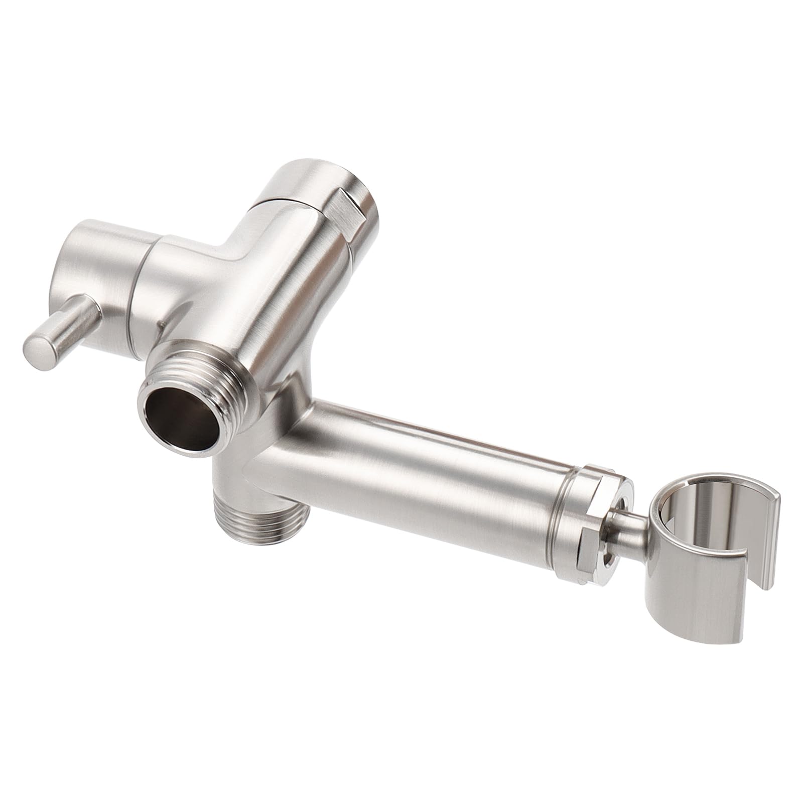 Photo 1 of NearMoon Solid Brass Shower Arm Diverter with Handheld Mount, G1/2 3-Way Diverter Valve with Holder Bathroom Universal System Replacement Part for Hand and Fixed Shower Head (Brushed Nickel)