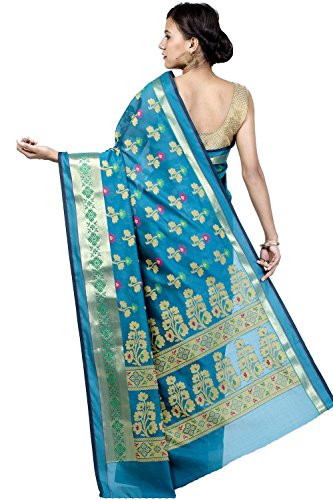 Chandrakala Green Banarasi Cotton Silk Saree - Image 9