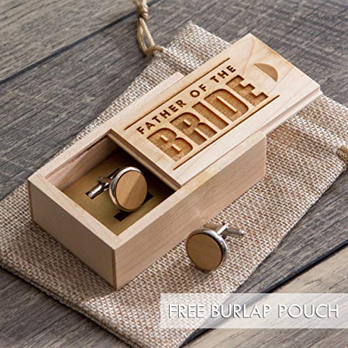 Father of the Bride Gift Box with Maple Wood Cuff Links - Party Favor Wedding Gift